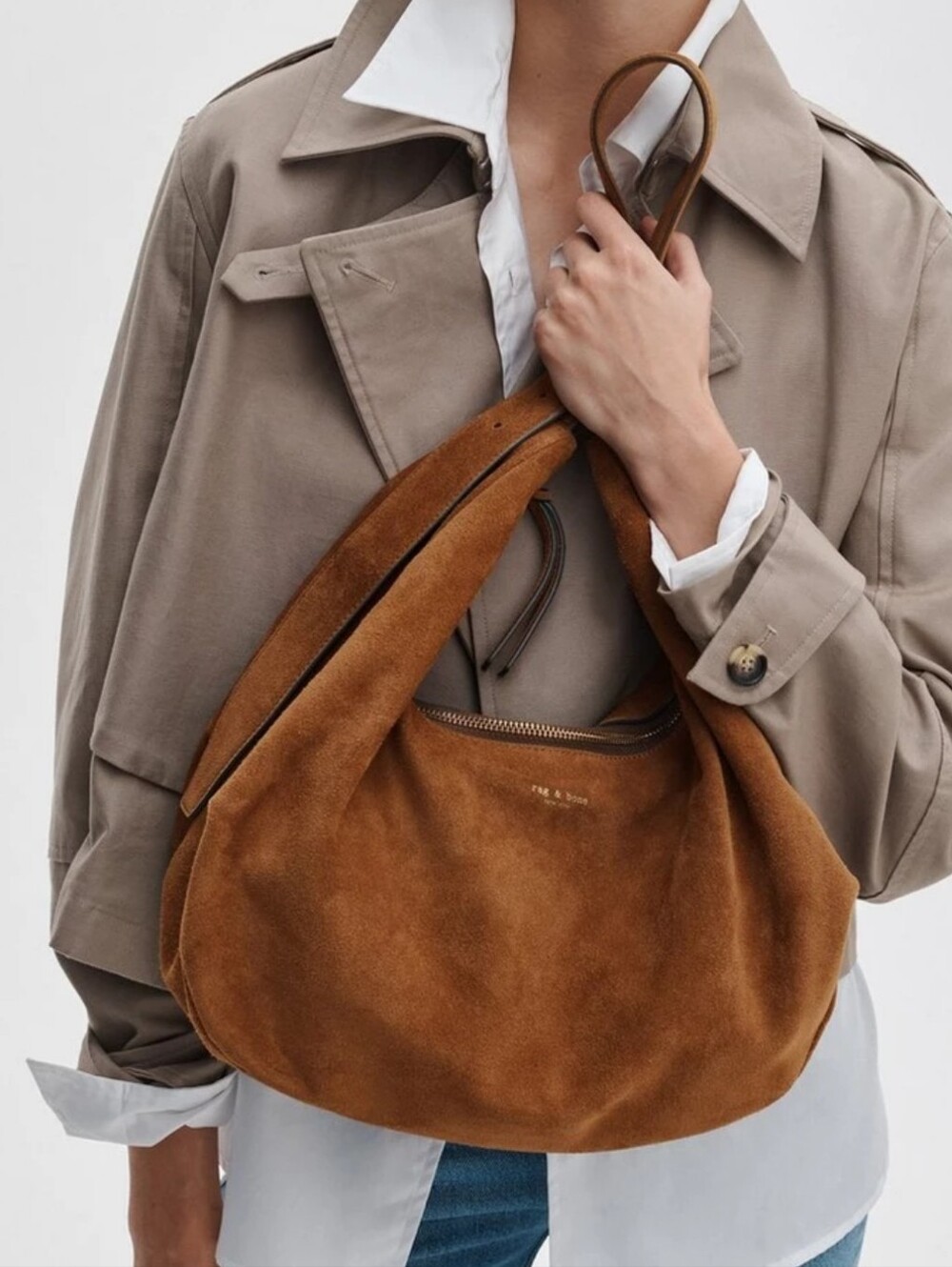 Rag & Bone Hudson Large Hobo Brown Suede leather bag - Picture 3 of 13